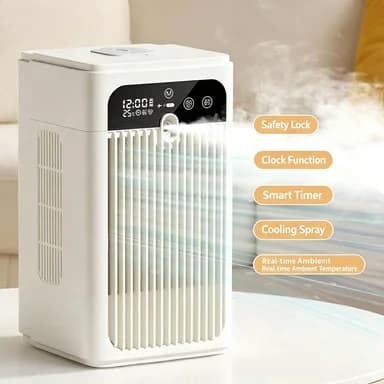 Portable Cooling Fan Mist Humidifier Desktop Mini Air Conditioner UK — image 7