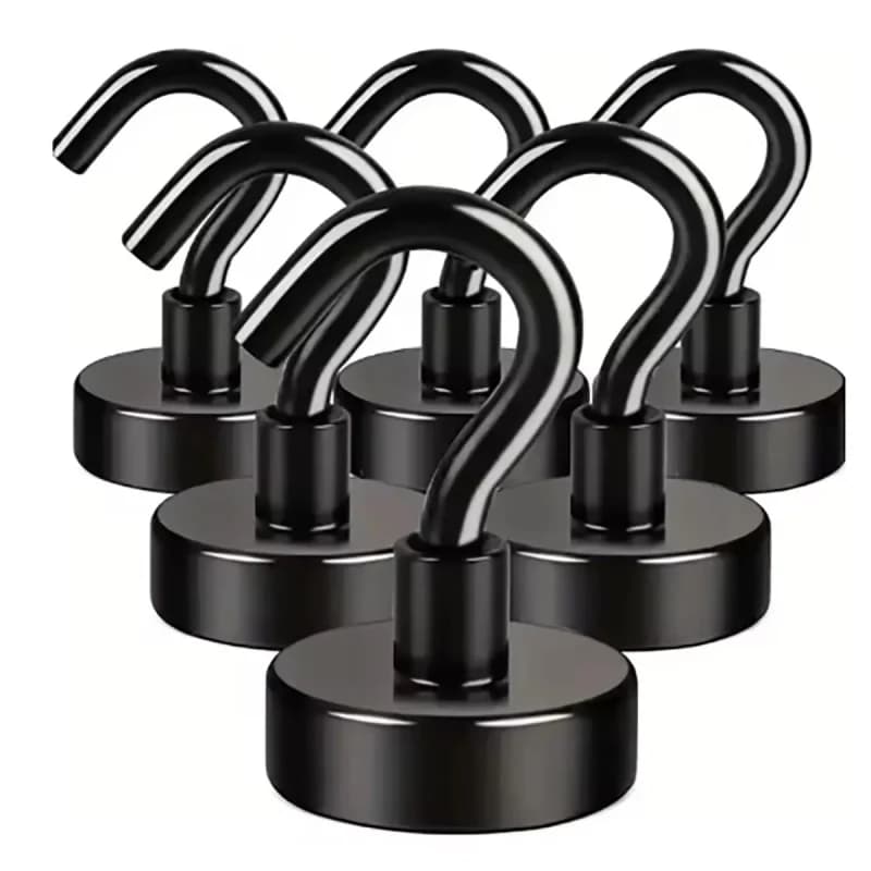 6 Pcs Strong Magnetic Hooks Punch-Free Wall Magnet Hooks for Keys Coat Hanging — image 3
