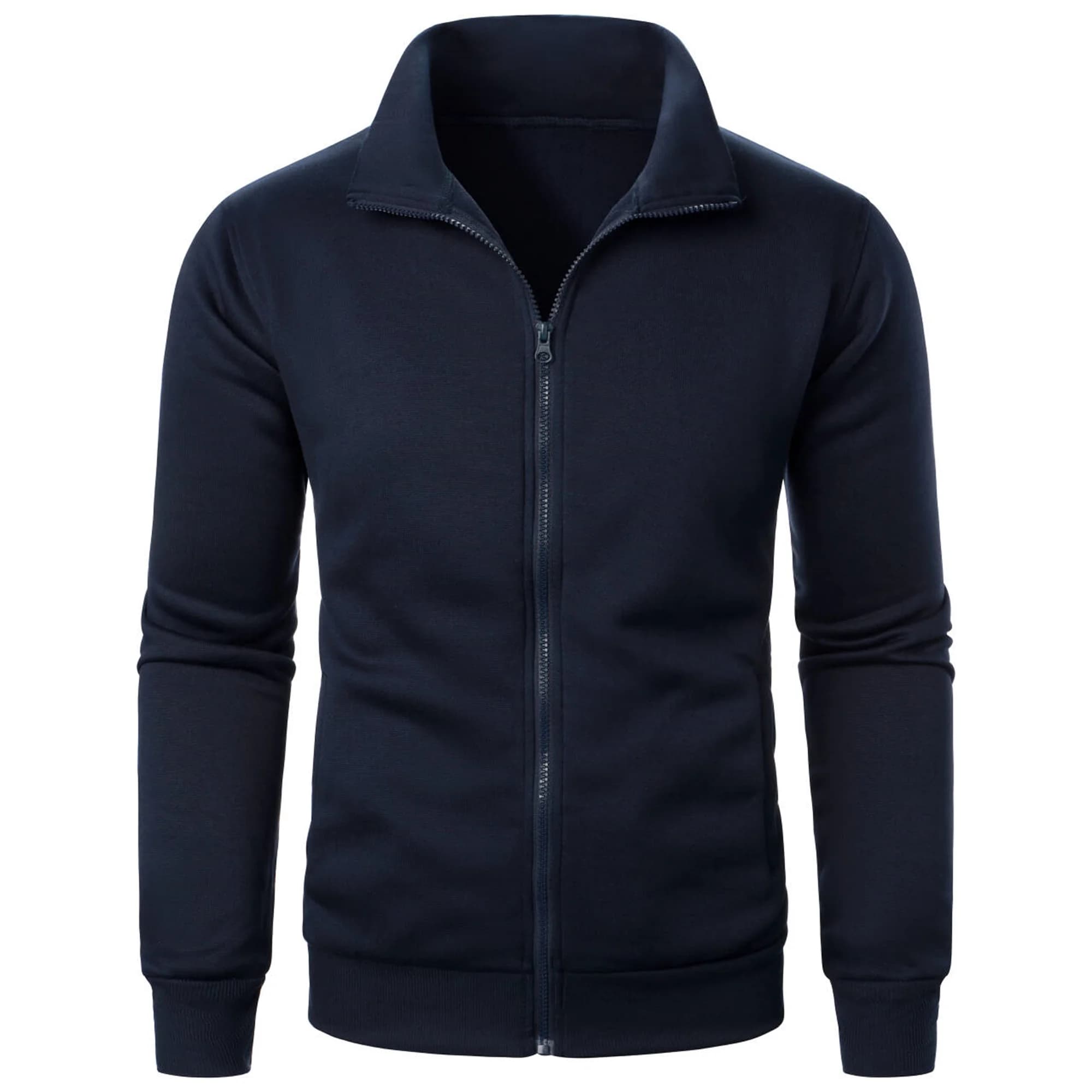 Men's Casual Sports Jacket Zip Stand Collar Solid Colour Lightweight Top — image 7