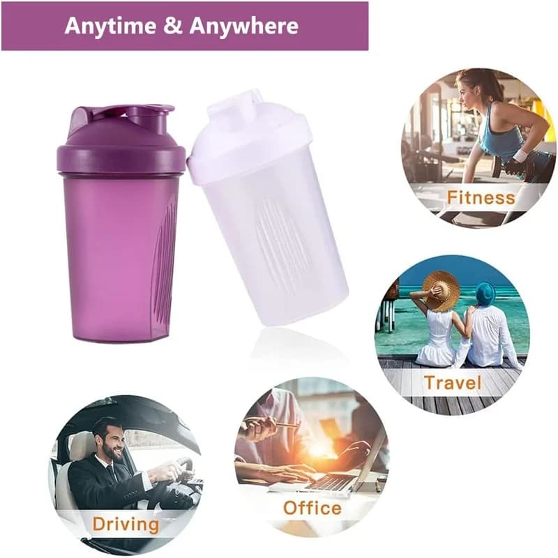 400ml Protein Shaker Bottle with Stainless Ball BPA Free Leakproof Plastic — image 3