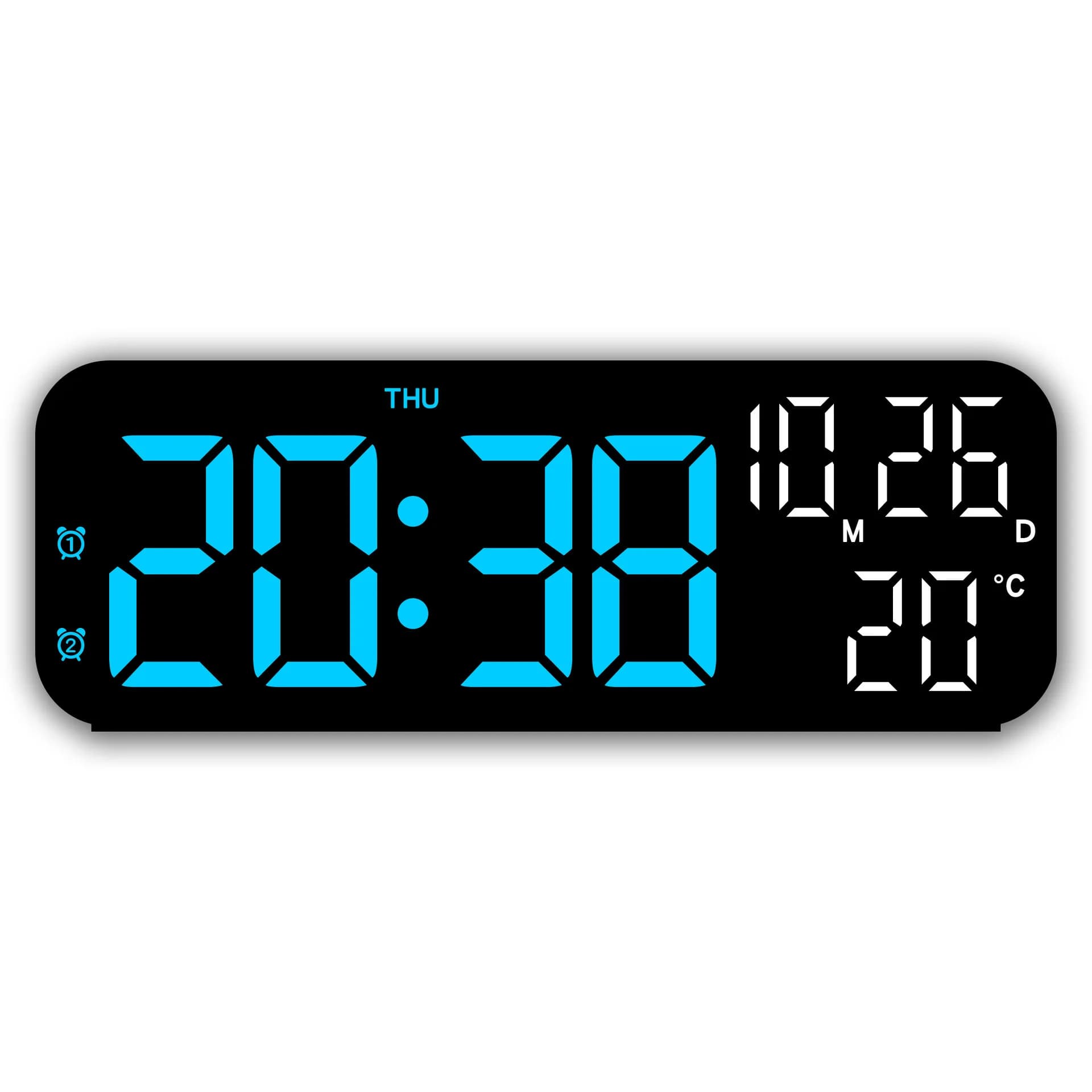 Digital Alarm Clock LED Display Temperature Date Week 12/24H Wall & Night — image 8