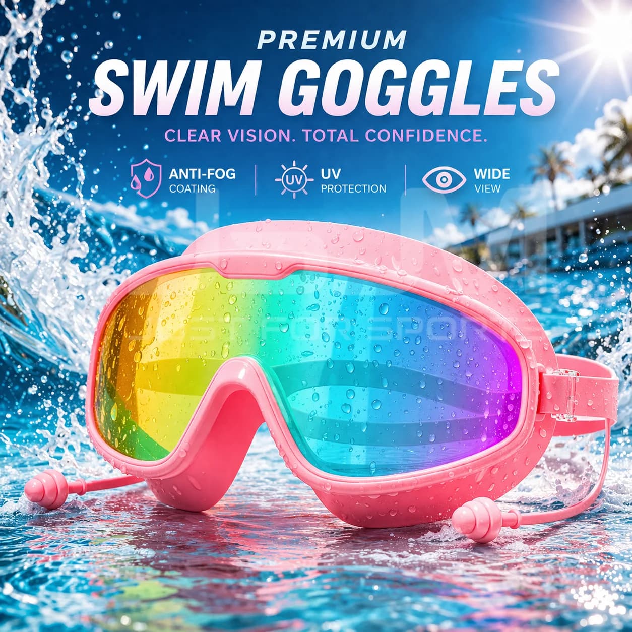 Adult Swimming Goggles Professional HD Wide View Anti-Fog UV Protection — image 14