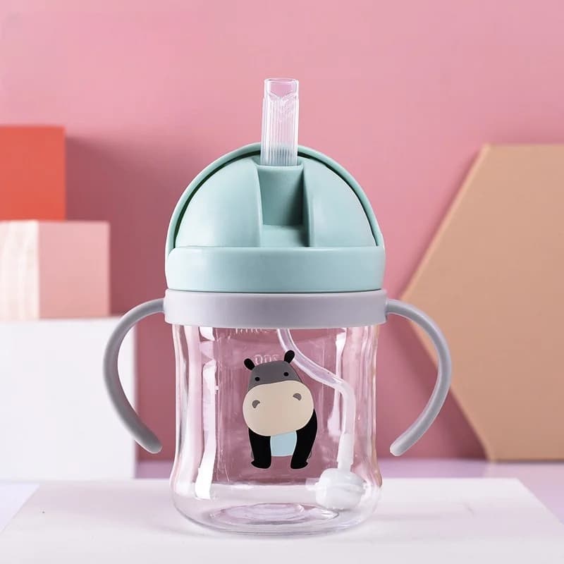 Children's Water Bottle with Straw Double Handle Leak-Proof Kids Cup — image 9