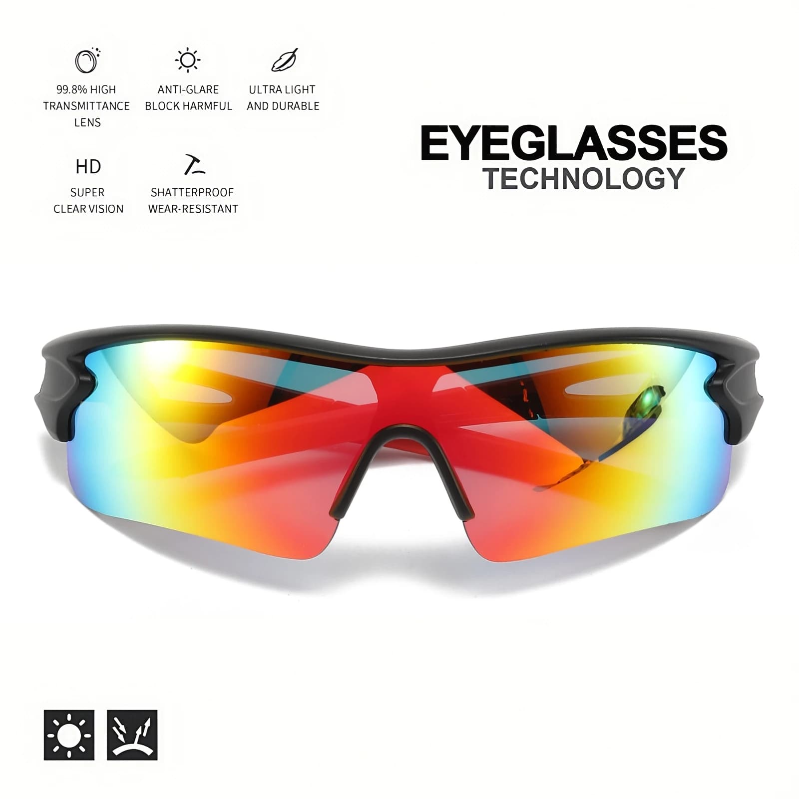 UV400 Protective Sports Eyewear Lightweight Wrap-Around Cycling Hiking New Full — image 2