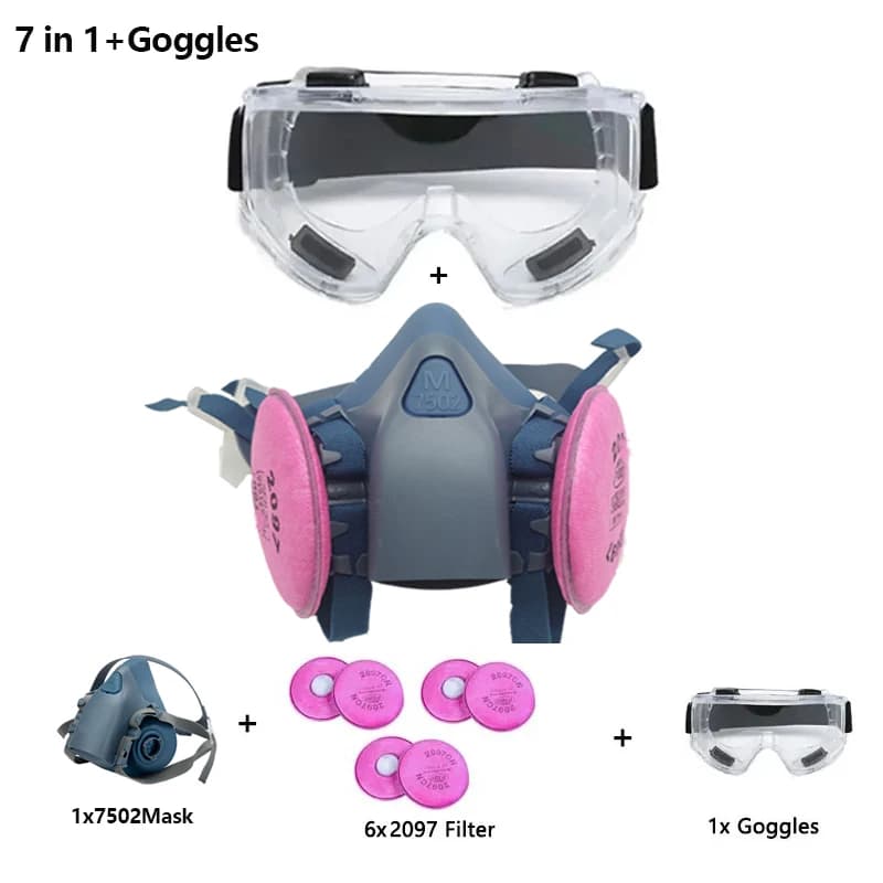 Gas Mask Respirator 7502 Silicone Filter Goggles Set Dust Paint New With 2097 UK — image 9