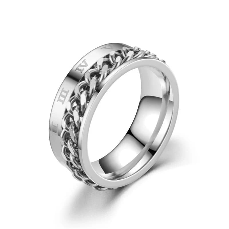 Rotating Stainless Steel Spinner Ring Anti-Anxiety Fidget Punk Couple Ring — image 8