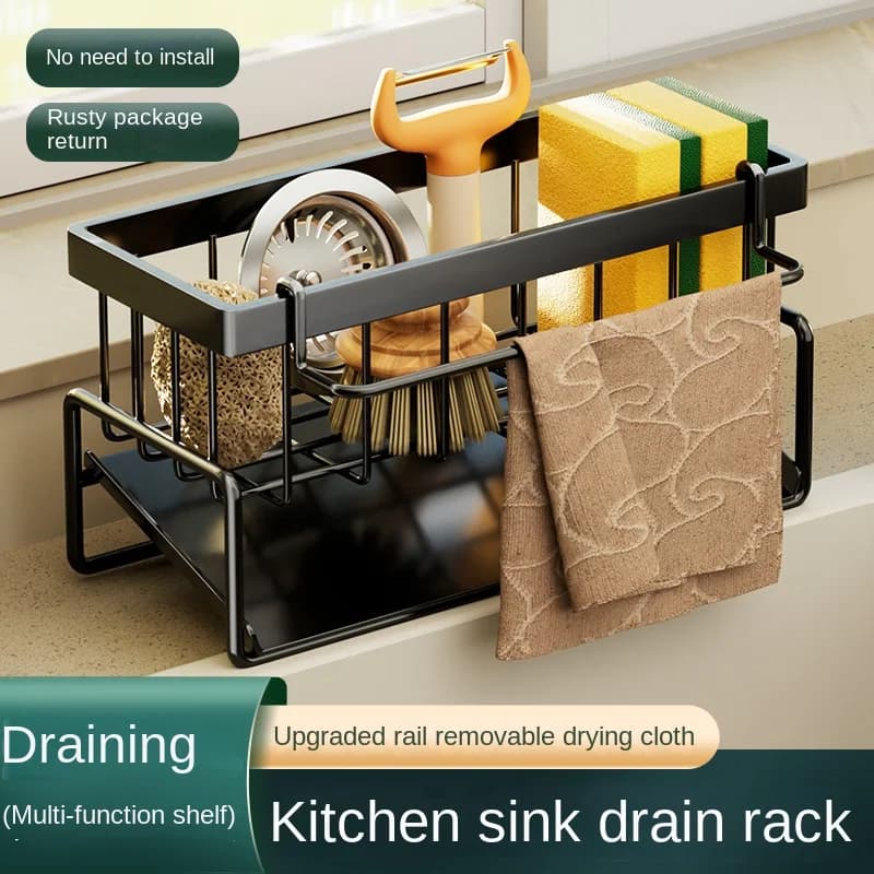 Stainless Steel Kitchen Sink Drainage Rack Sponge Holder Storage Shelf — image 2
