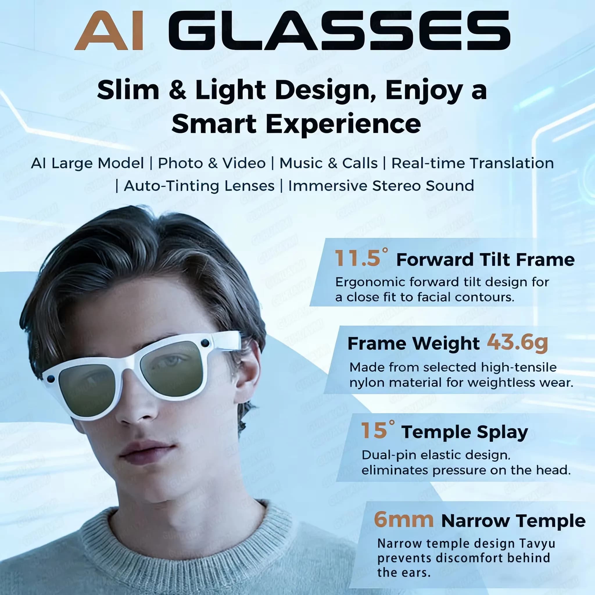 AI Smart Glasses 1080P HD Camera 32GB Real-Time Translation M02 Ultra — image 5