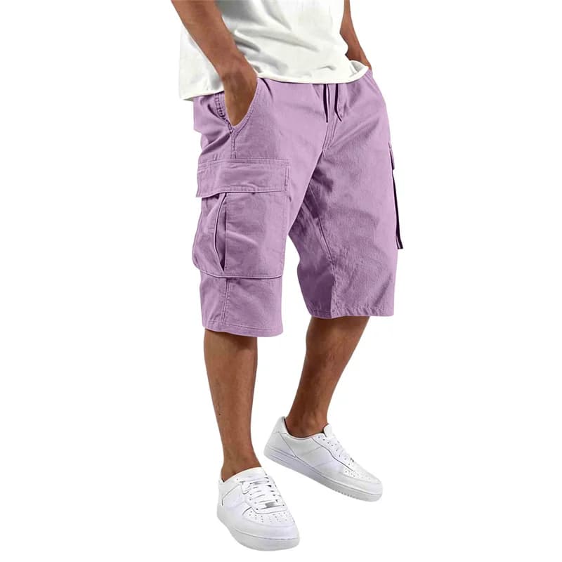 Men's Cargo Shorts Loose Fit Multi-Pocket Drawstring Summer Straight UK — image 10