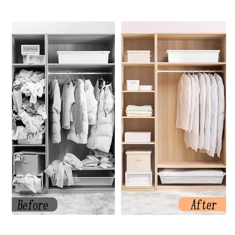 Clothes Hanging Dust Cover Wedding Dress Suit Coat Storage Bag with Zipper — image 3
