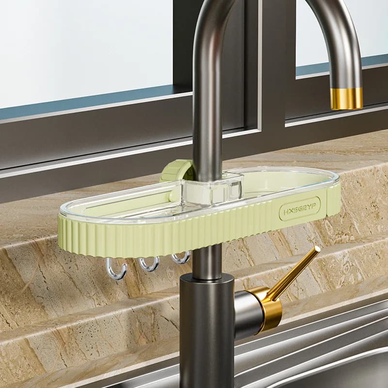 Bathroom Faucet Storage Rack Shower Shampoo Soap Holder Kitchen Sink Sponge — image 7
