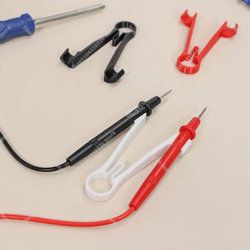 Multimeter Probe Holder 8mm One-Handed Test Lead Clip Electrician Red Black — image 4