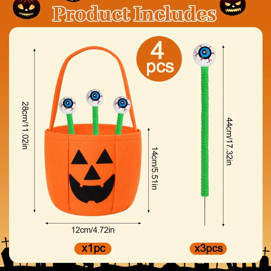Halloween Pumpkin Tote Bag Gift Set with Eyeball Twisty Sticks Horror Party — image 7