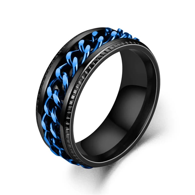 Rotating Stainless Steel Spinner Ring Anti-Anxiety Fidget Punk Couple Ring — image 18