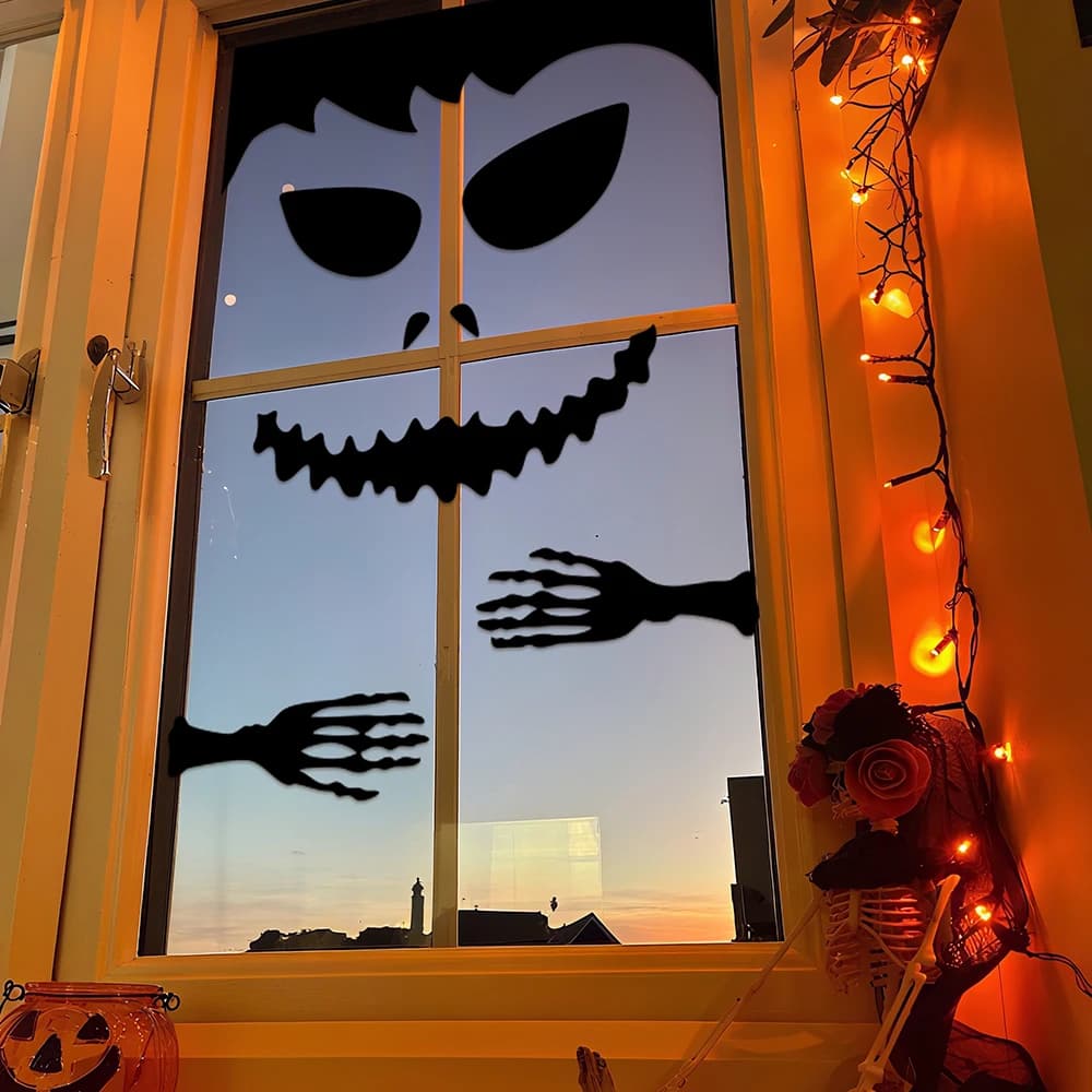 Halloween Window Stickers Door Decor Skeleton Pumpkin Ghost Witch Hand Room — image 5