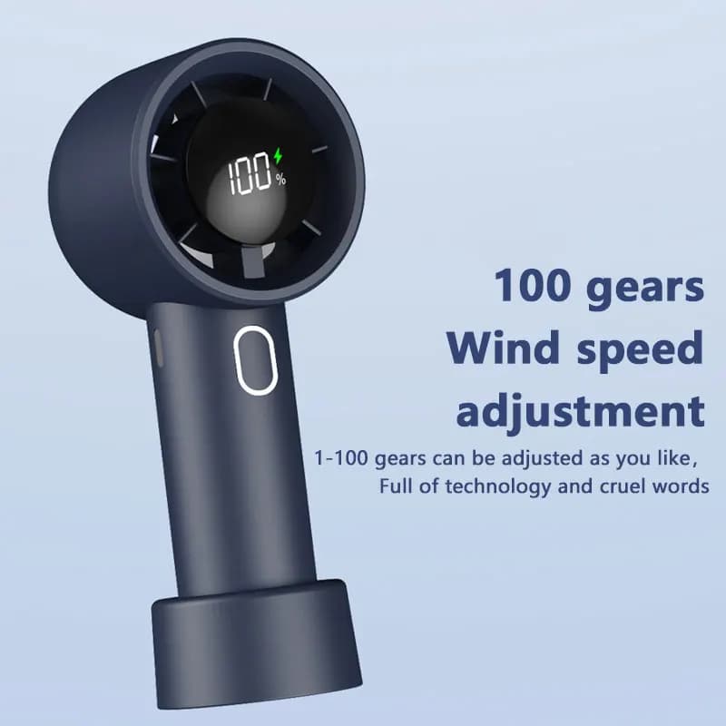 Handheld Fan USB High Speed 100 Gears Digital Display Portable Mini — image 3