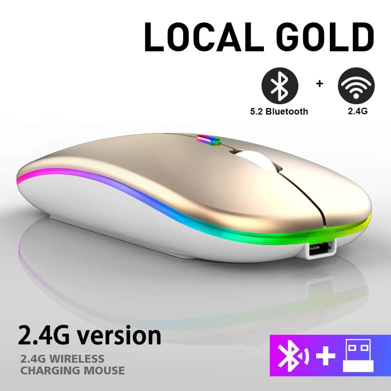 Rechargeable Bluetooth Wireless Mouse 2.4GHz USB RGB 1600DPI Gaming — image 10