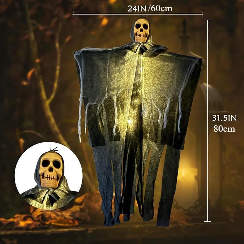 Halloween Glowing Skull Skeleton Gauze Hanging Ghost Decoration 1 Pc Home UK — image 3