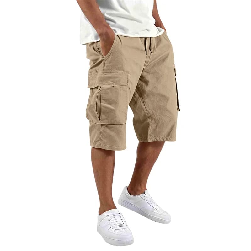 Men's Cargo Shorts Loose Fit Multi-Pocket Drawstring Summer Straight UK — image 2