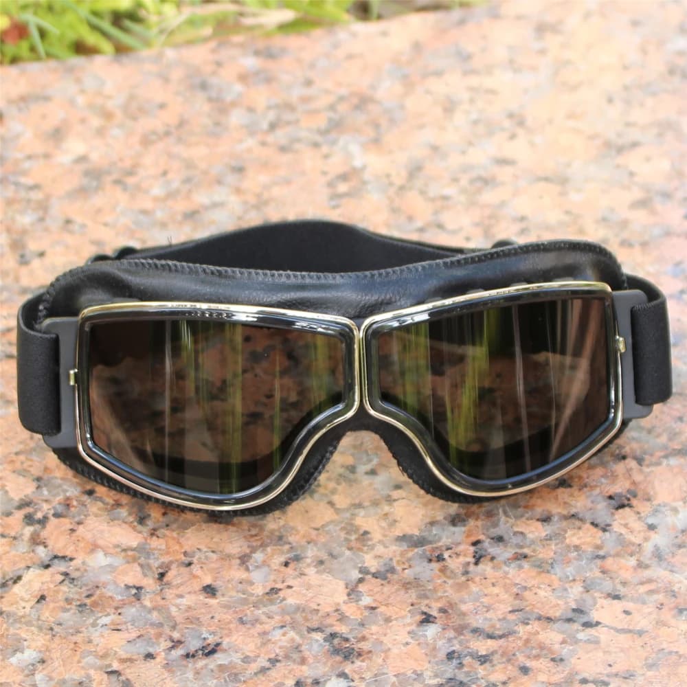 Vintage Motorcycle Goggles Leather Cruiser Folding Glasses Motocross Best Newest — image 3