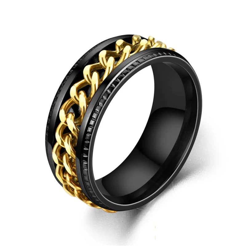 Rotating Stainless Steel Spinner Ring Anti-Anxiety Fidget Punk Couple Ring — image 19