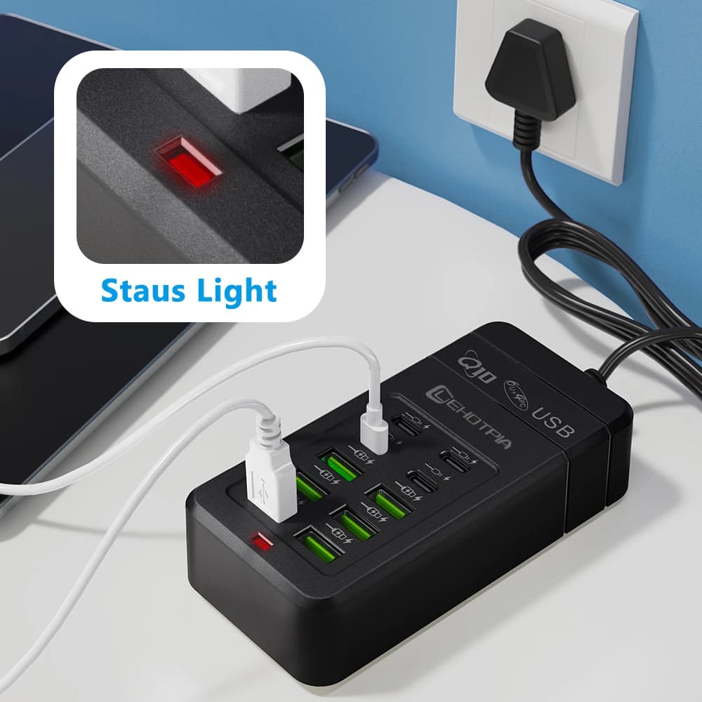 USB Charger Power Strip 6 USB-A 4 USB-C Ports with 1.2m Extension Cord — image 2