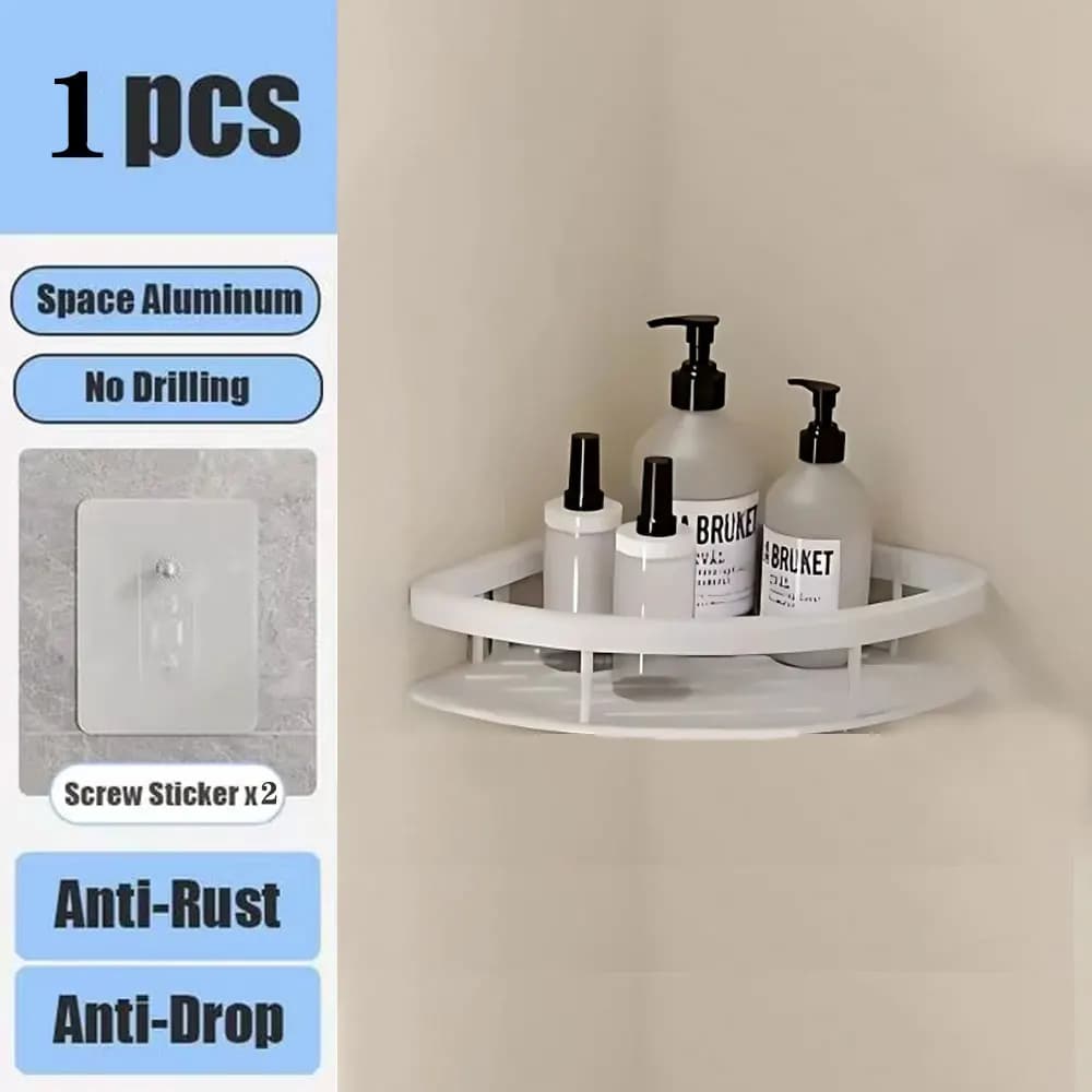 No-Drill Wall Mounted Bathroom Shelf Shower Rack for Shampoo Bottles — image 21