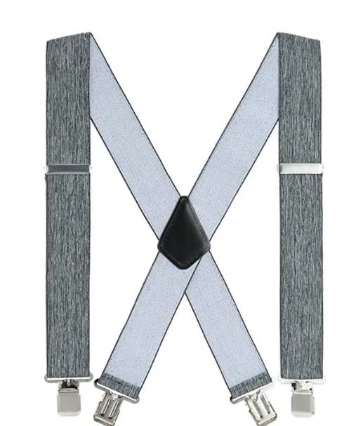 Men's Suspenders Braces 50mm Wide Elastic X-Shaped Four Clip Black — image 12