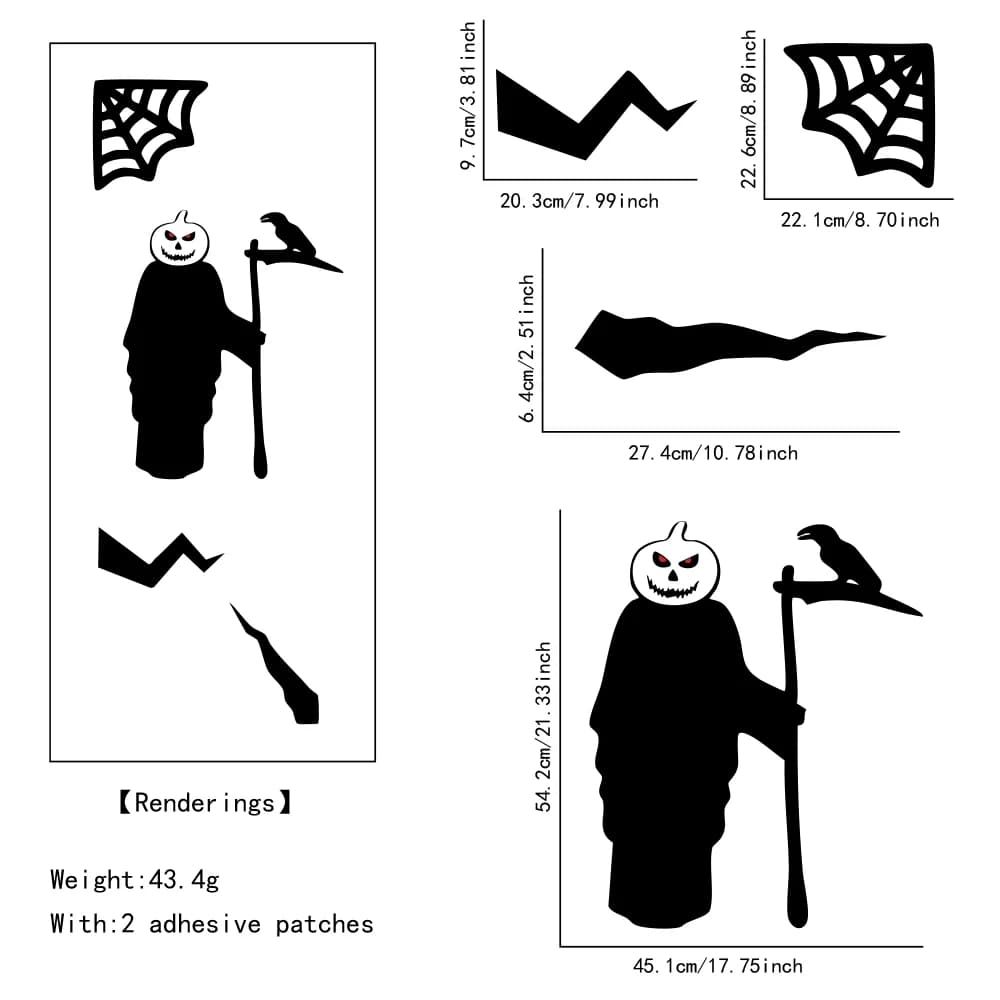Halloween Window Stickers Door Decor Skeleton Pumpkin Ghost Witch Hand Room — image 9