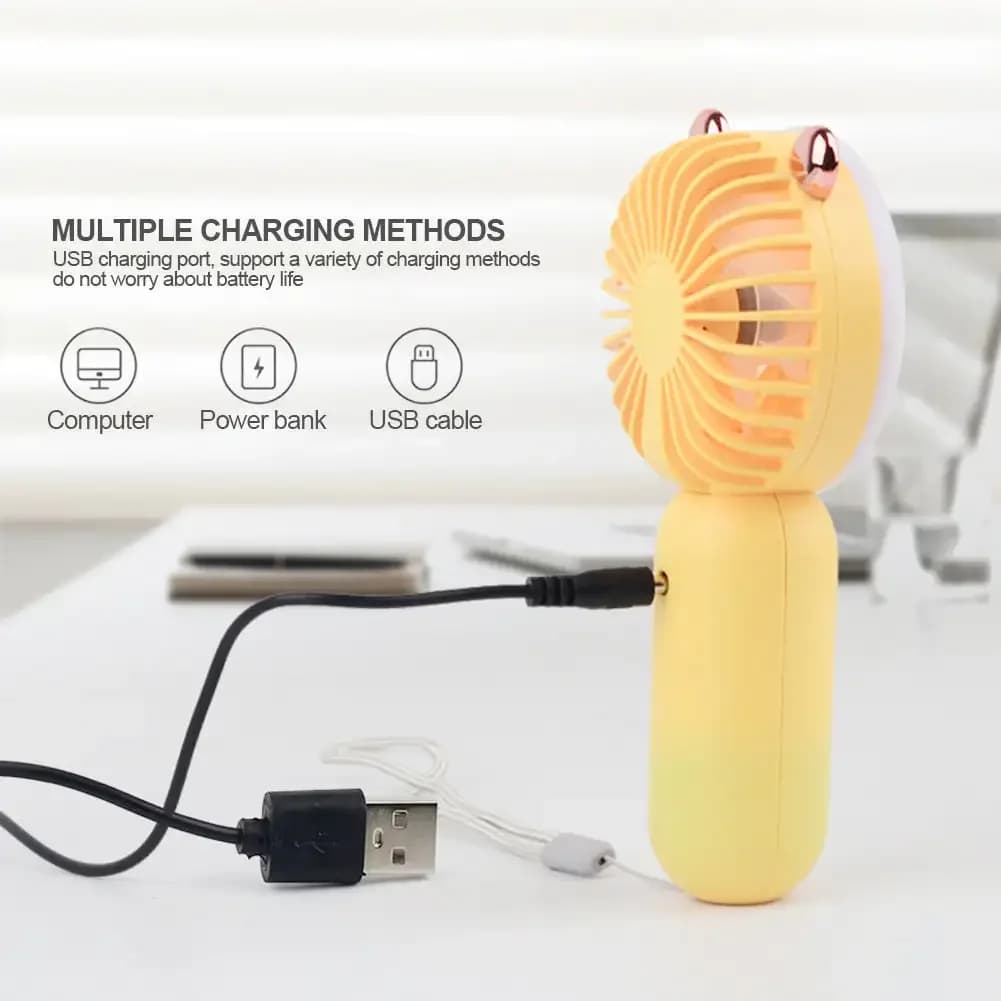 Portable Neck Hanging Fan USB Rechargeable Mini Fan 3 Speed LED New Foldable New — image 6