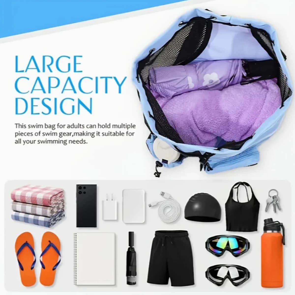 Beach Backpack Mesh Drawstring Wet Bag Swimming Gym Yoga Storage New Outdoor Set — image 5