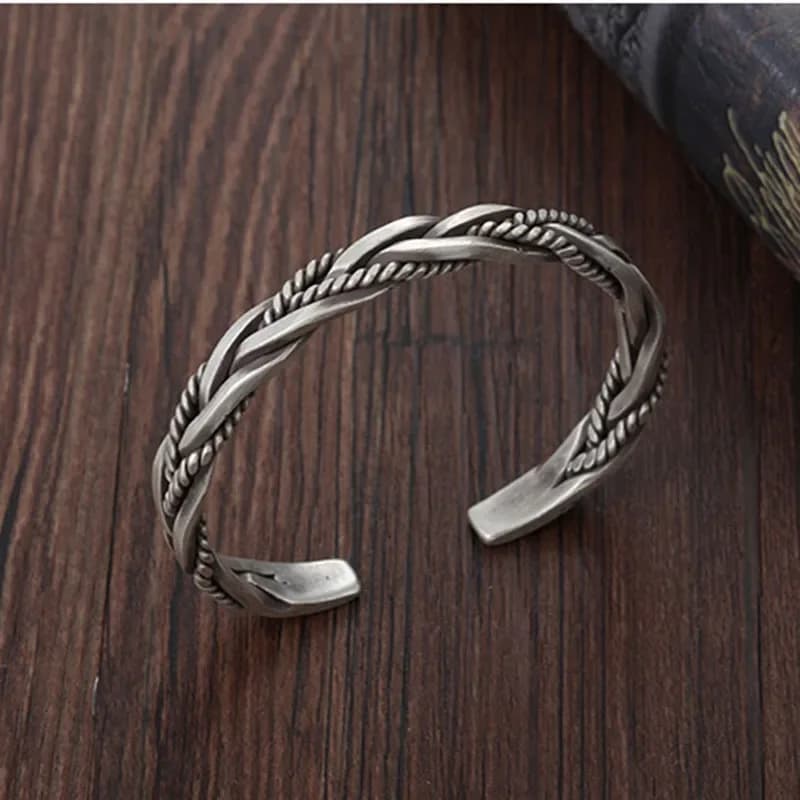 925 Sterling Silver Twisted Woven Bracelet Bangle Handmade New Hot korean man UK — image 2