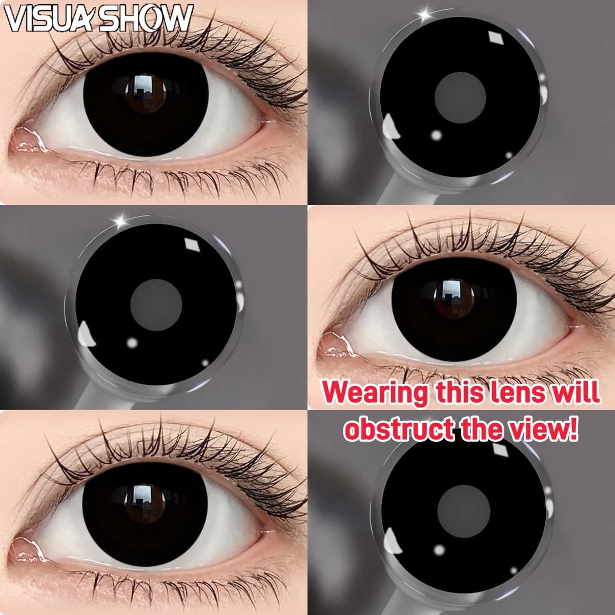 Black Contact Lenses Cosmetic Colour Contacts 2 Pcs Yearly Use — image 3