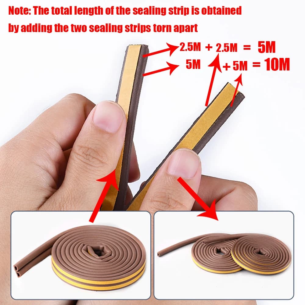 10m Self-Adhesive Door Window Seal Strip Acoustic Foam Weatherstrip — image 5