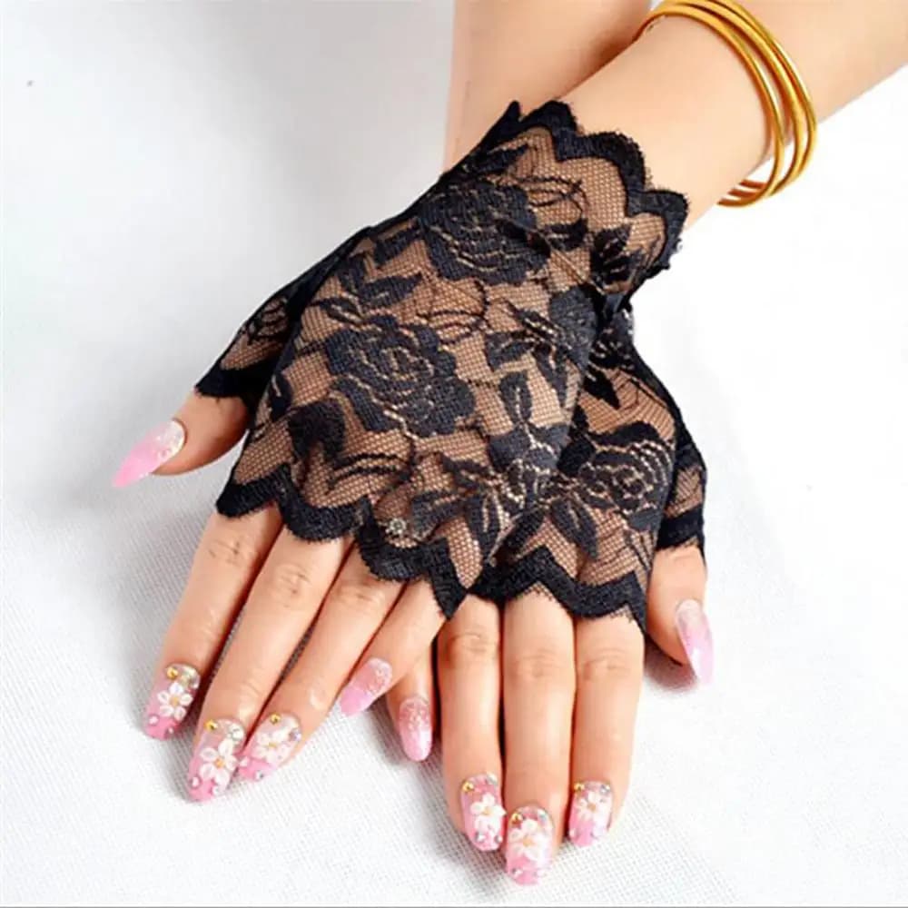 Fingerless Lace Gloves Womens Fishnet Half Finger Mesh New Best Sale Sailor Long — image 9