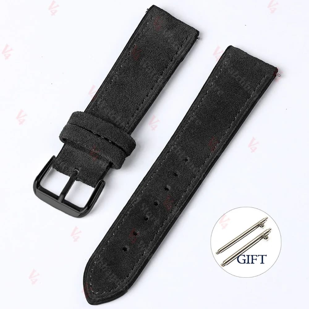 Watch Strap 18mm 19mm 20mm 22mm Suede Cowhide Handmade New Vintage Band Gray for — image 11