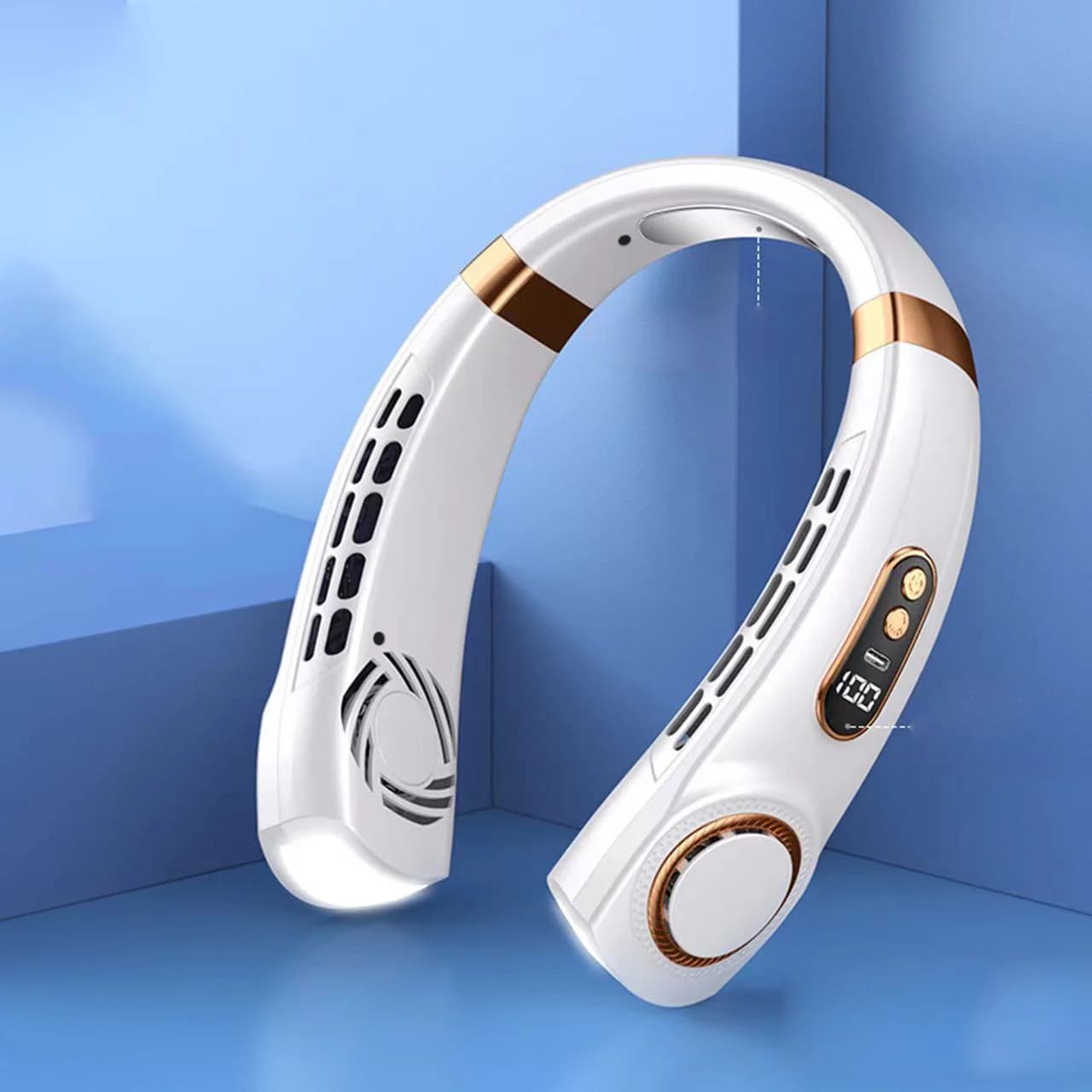 Portable Bladeless Neck Fan USB Rechargeable LED 360° Cooling 4000mAh Multi Speed — image 7