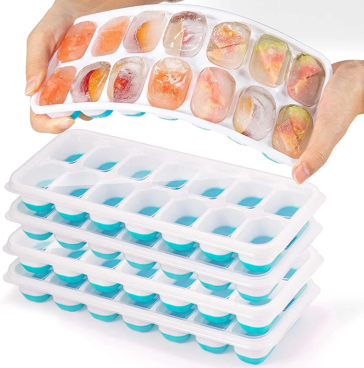 Ice Cube Tray Silicone Mould with Cover Square 14-Cube Easy Release Bar Moulds — image 8
