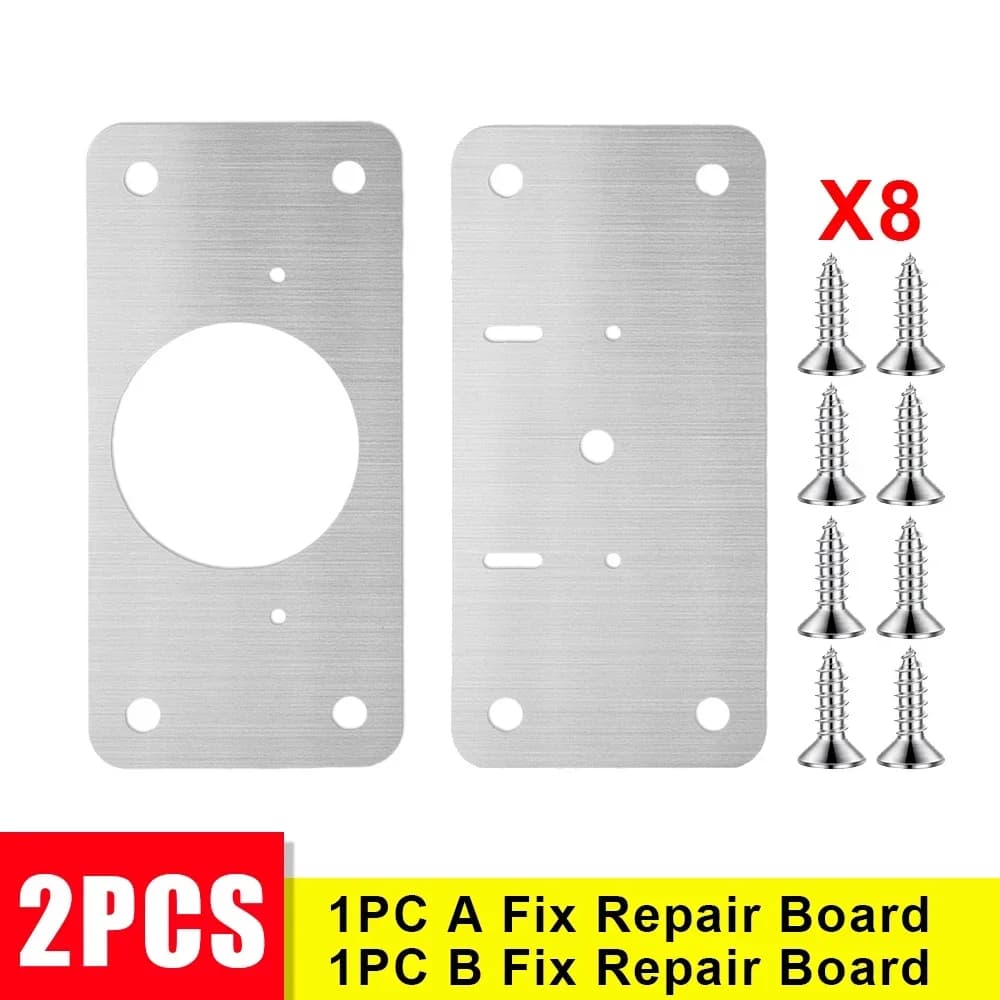 Stainless Steel Hinge Fixing Plate Kit Cabinet Door Repair New 2Pcs Bracket With — image 10
