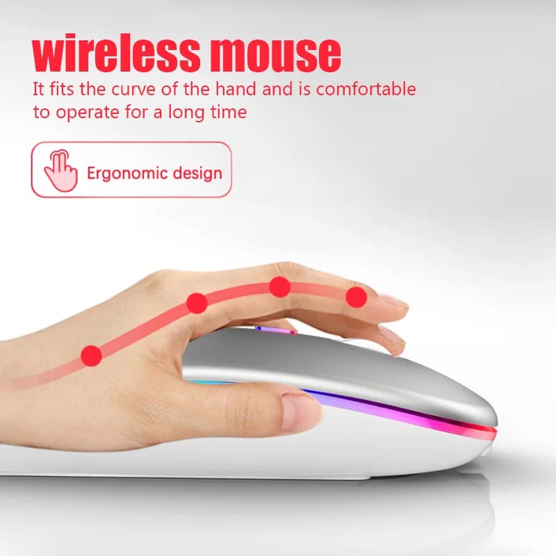 Rechargeable Bluetooth Wireless Mouse 2.4GHz USB RGB 1600DPI Gaming — image 3