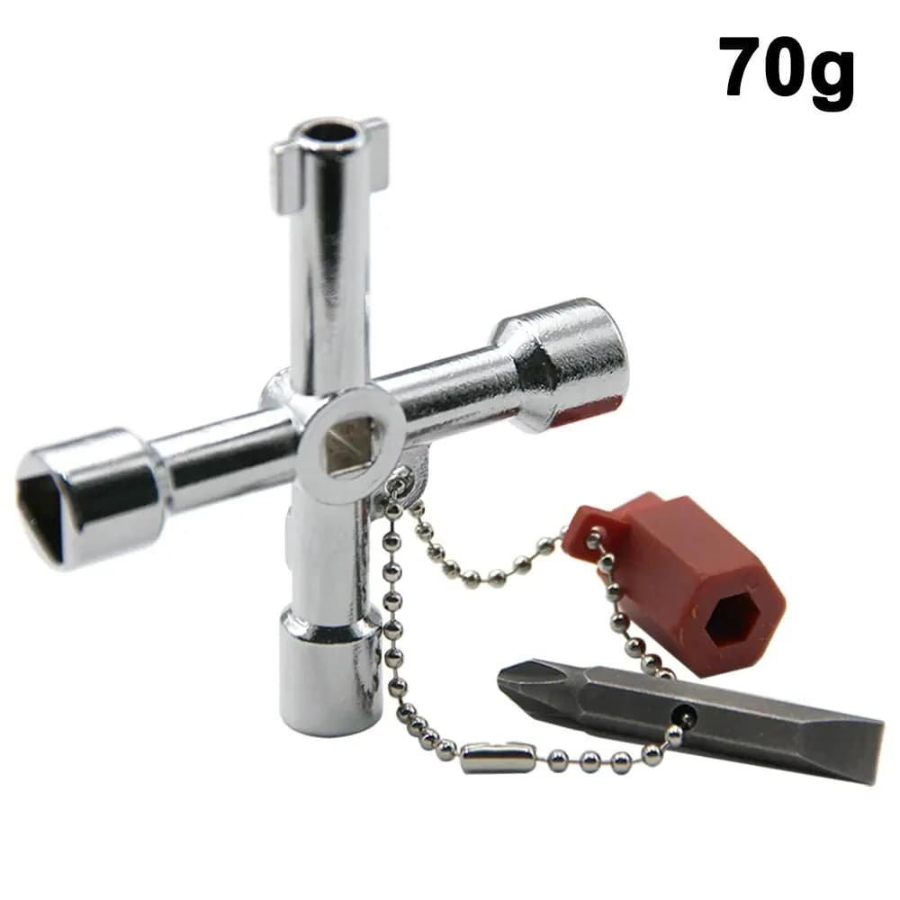 4-in-1 Silver Key Wrench Screwdriver Tool Set for Electrical Cabinet Elevator — image 8