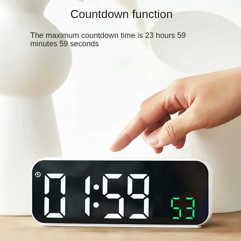 Digital Alarm Clock LED Display Temperature Date Week 12/24H Wall & Night — image 5