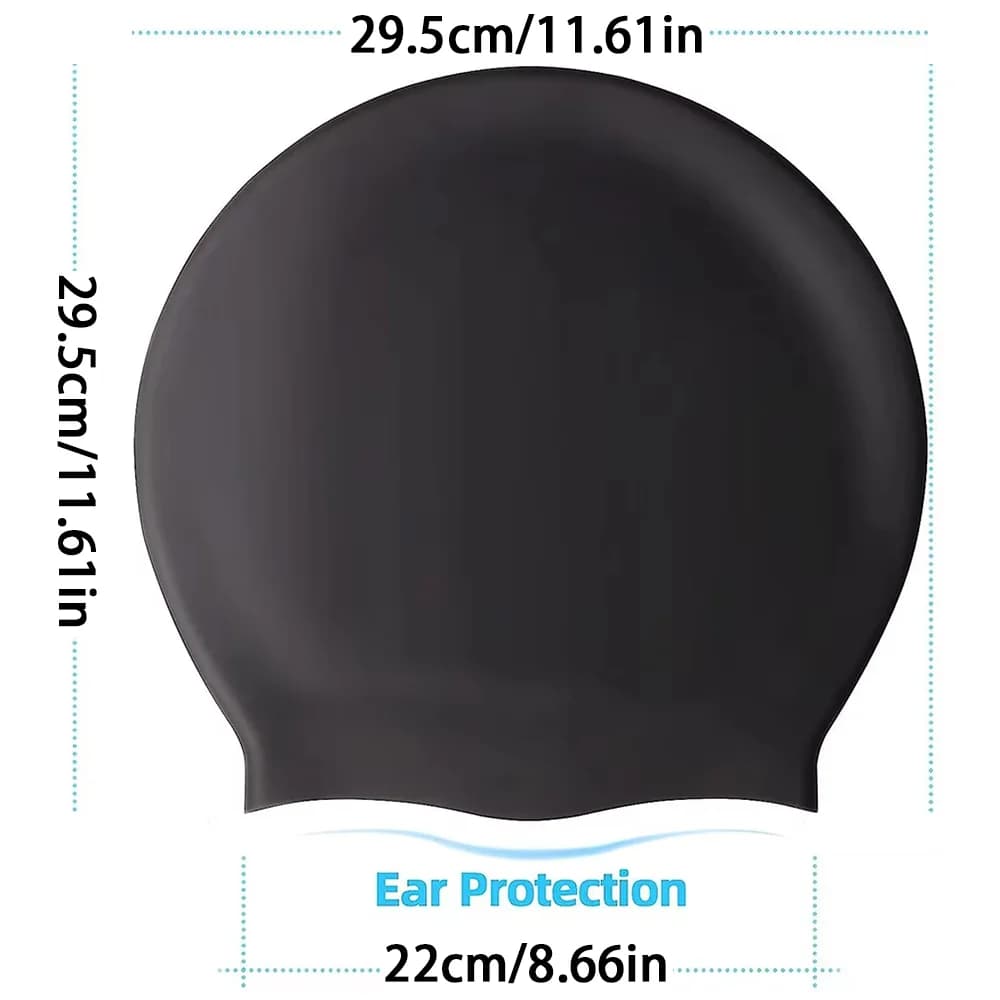Extra Large Silicone Swimming Cap Soft Adult Swim Hat for Long Hair Braids — image 2