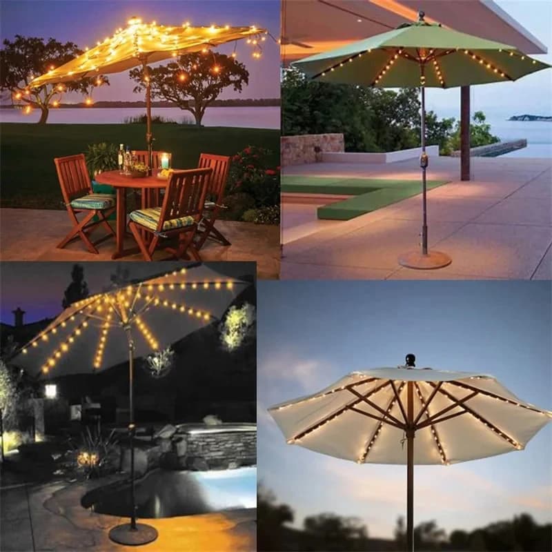 LED String Lights Patio Umbrella 8 Mode Remote Control Solar New Lighting with U — image 6