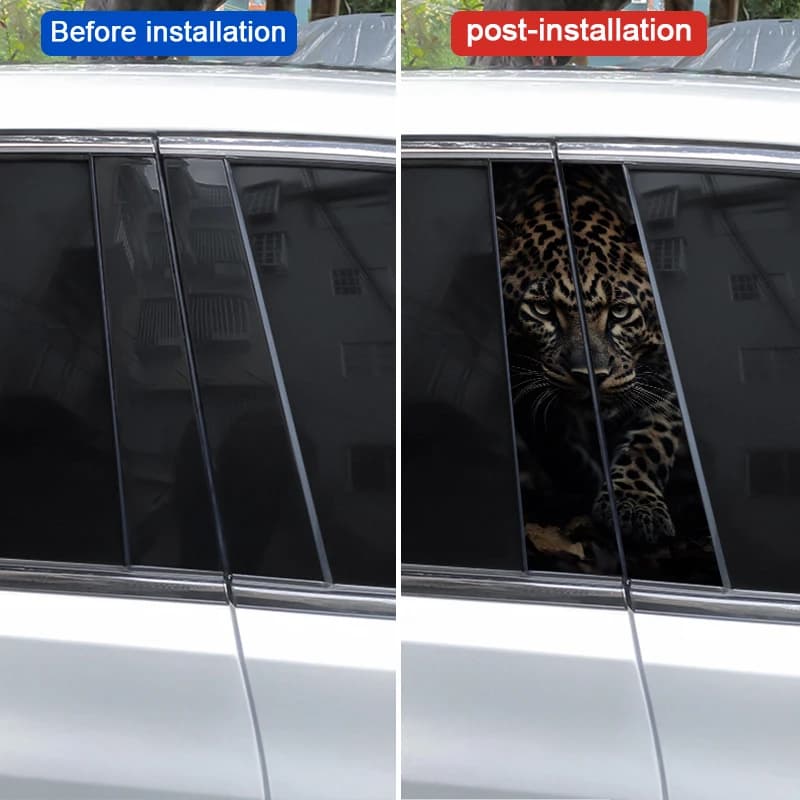 Leopard Car B-Pillar Waterproof Sticker DIY Door Styling Decal New 2pcs Animal U — image 5