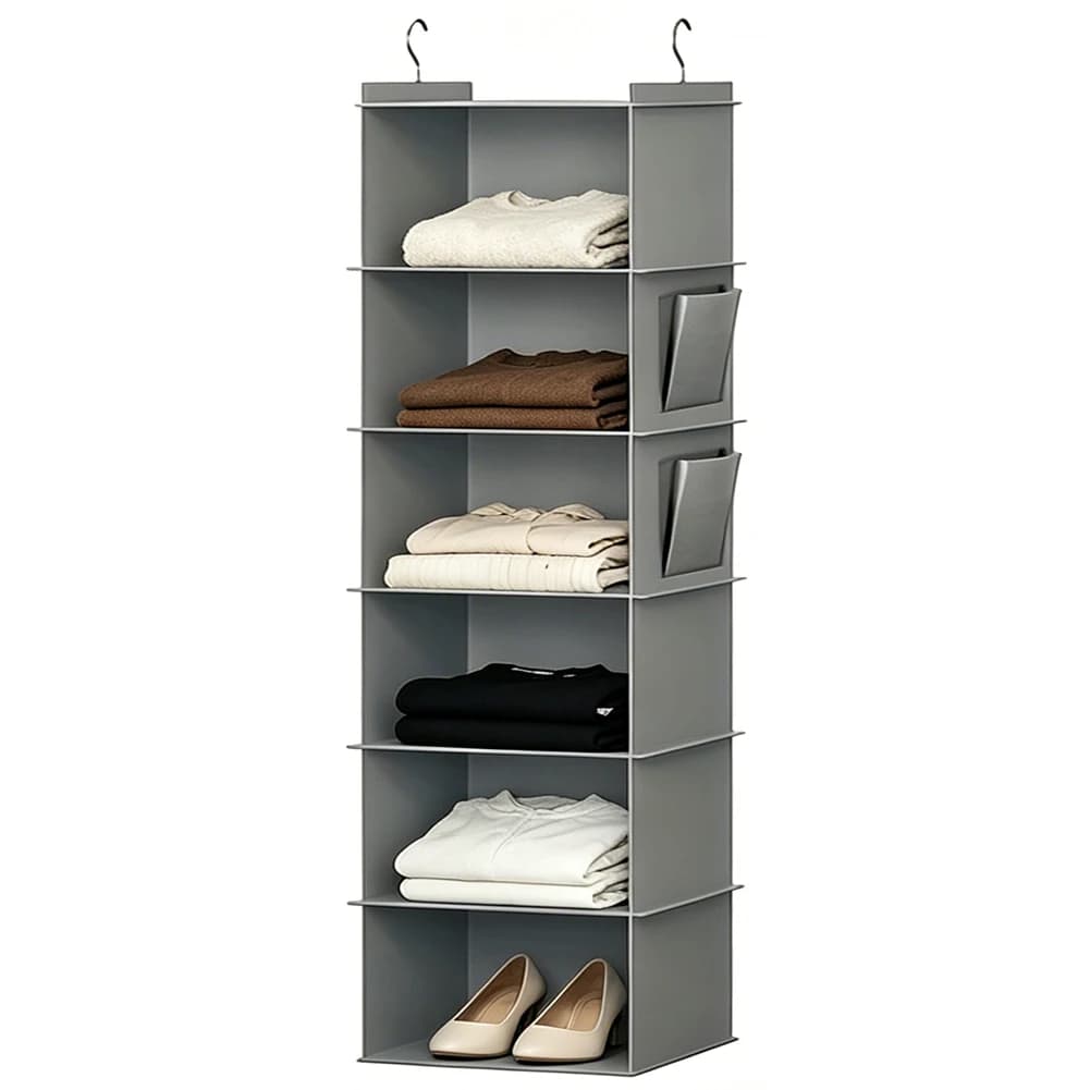 Hanging Shelving Wall Mounted Storage Clothing Rack Fabric 3 4 5 6 Grid Sorting — image 7