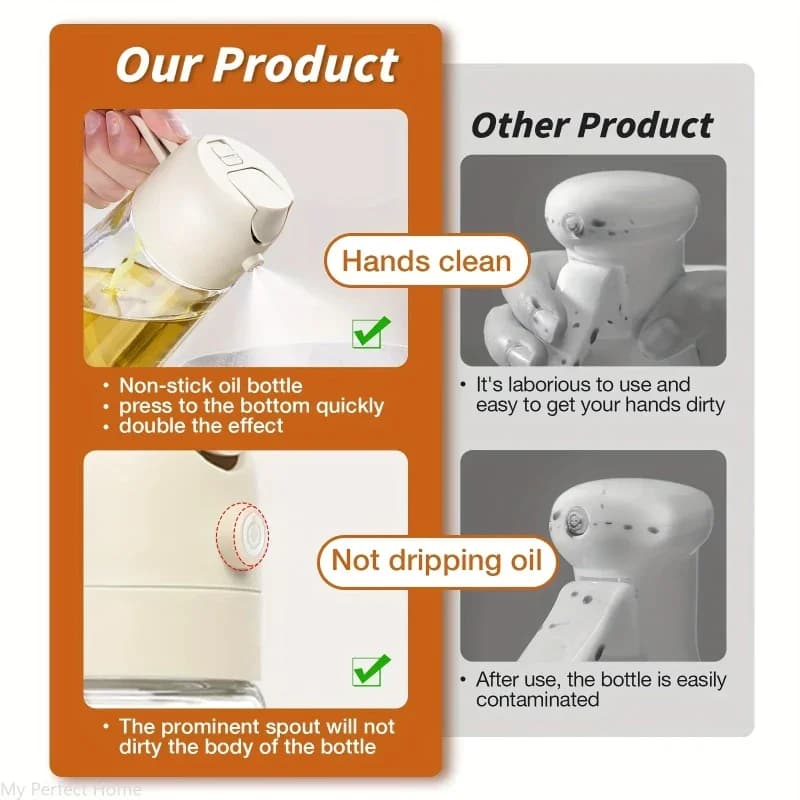 Oil Sprayer Bottle 500ml Kitchen Spray Dispenser BBQ Baking New 2in1 Plastic for — image 6