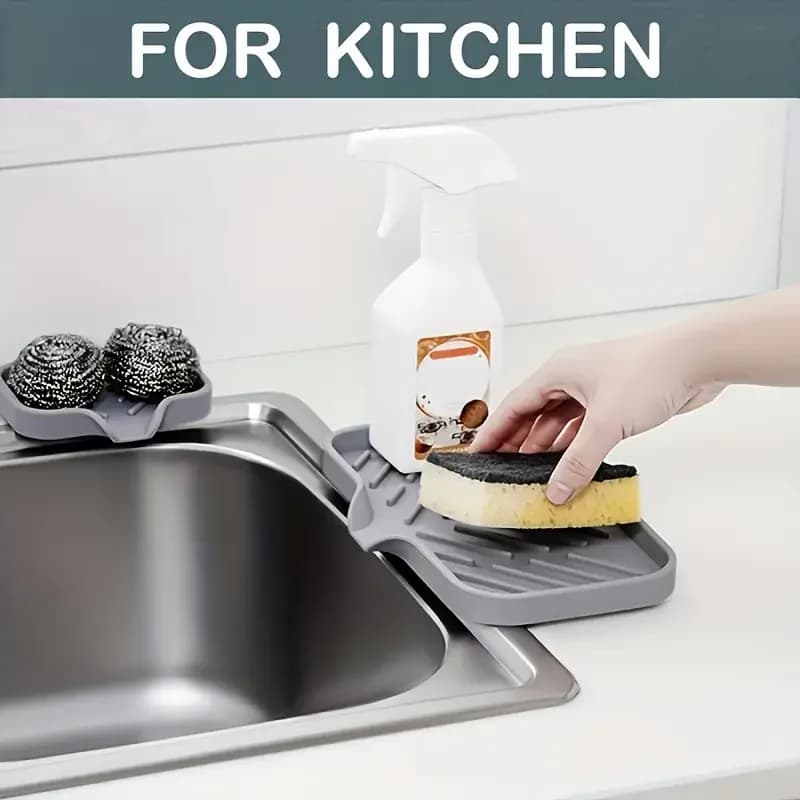 Silicone Faucet Mat Kitchen Sink Tray Soap Dispenser Sponge Drain Pad — image 5