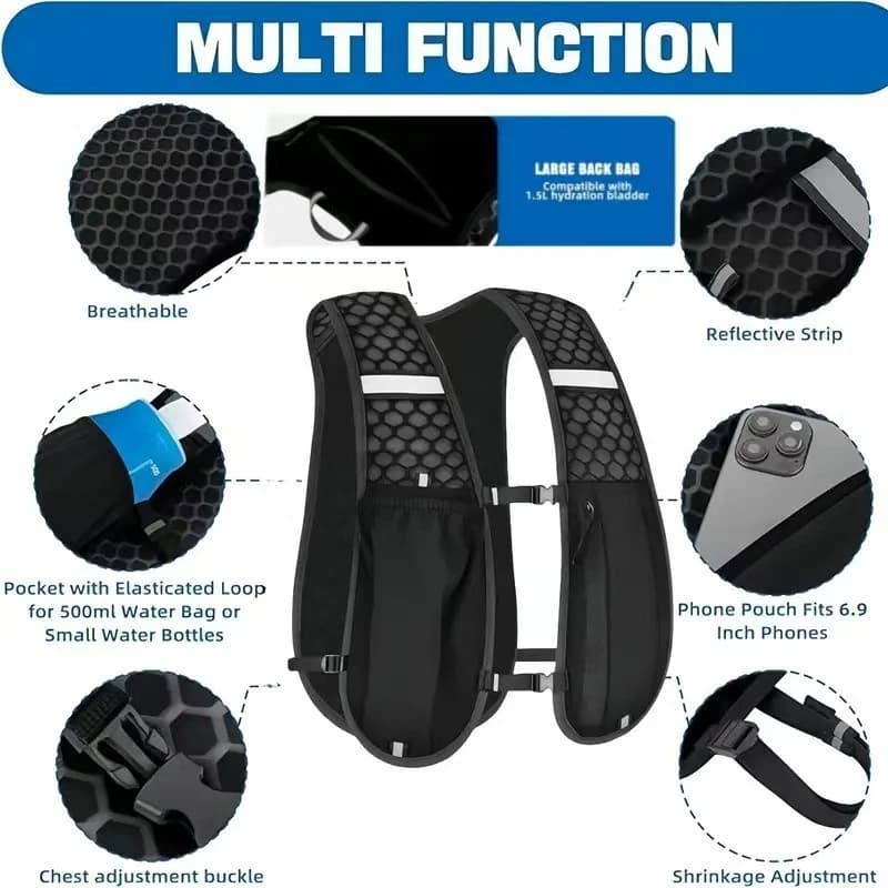 Lightweight Hydration Backpack Vest with Water Bladder for Running Cycling Hiking — image 4