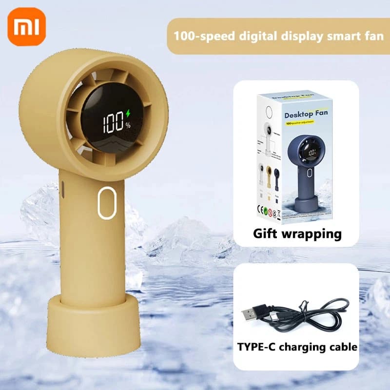 Handheld Fan USB High Speed 100 Gears Digital Display Portable Mini — image 9